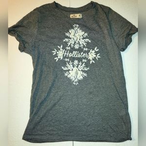Grey Women's Medium Hollister Lace embroidered Tee